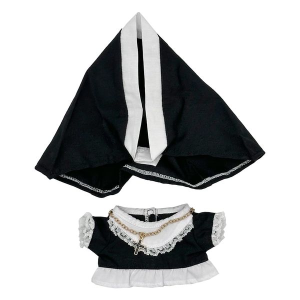 niannyyhouse 5.9 inches (15 cm) Plush Clothes, Nun's Clothes, Black, Dress, Headdress, Cotton Doll, Dress Up 5.9 inches (15 cm)