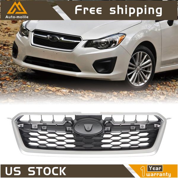 For 2012-2016 Subaru Impreza Front Upper Bumper Grill Chrome&Black Mesh Grille