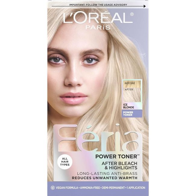 L'Oreal Paris Feria Long-Lasting Anti Brass Power Hair Toner, Ice Blonde, 1...