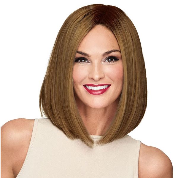 Current Events Long Textured Bob Wig, Average Size Cap, RL8/29 Hazelnut