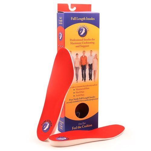 Pure Stride Professional Full Length Insoles, Comfort Insoles - Shoe Insert, Support for Metatarsals, Flat Feet - Pain Relief for Plantar Fasciitis, Arch, Heel - 1 Pair, Men's 8-8.5 / Women's 10-10.5