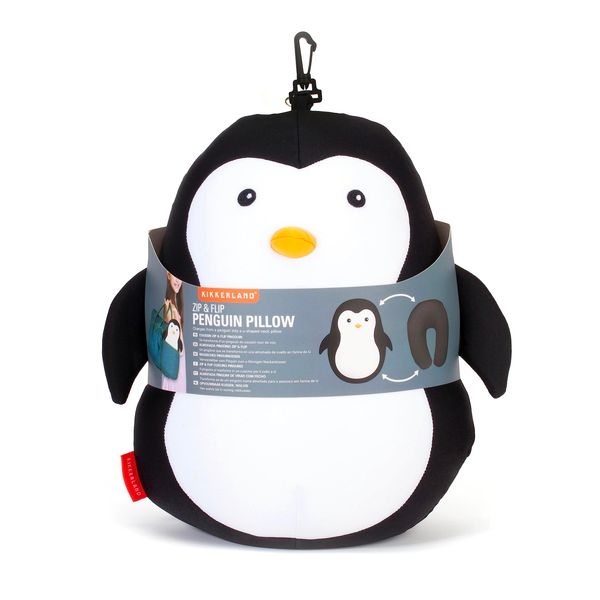 Kikkerland Zip and Flip Penguin Head Rest Travel Pillow