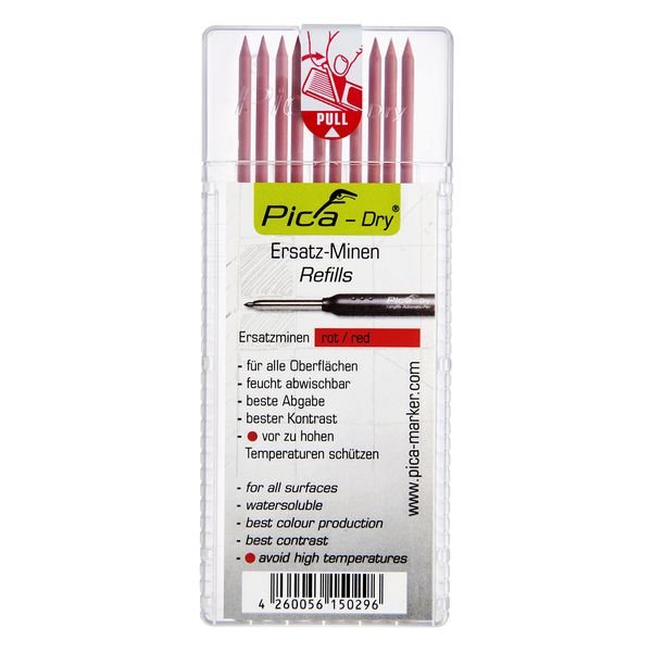 Pica 4031 DRY Refills For Automatic Pencil Markers 10 x Red Leads