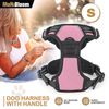 Pink Durable Reflective Pet Dog Harness w/ Handle No Pull for Confident Control
