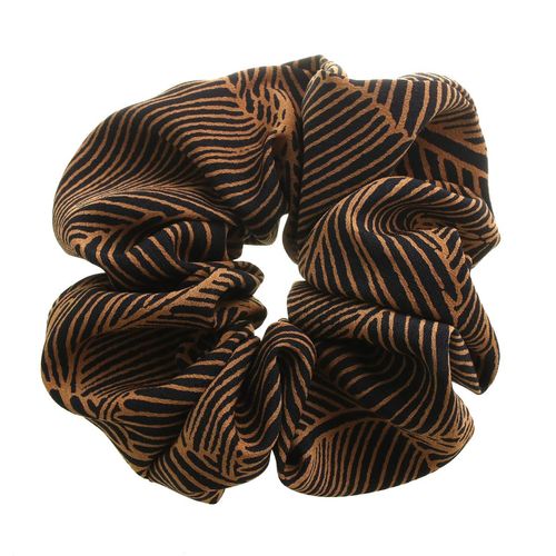 VINGTAINE HS-127 Botanical Pattern Scrunchie, Simple, Casual, Daily Use, Chiffon, Hair Accessories, brown (french toast 19-1012tcx)
