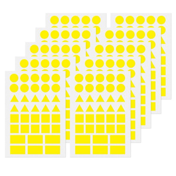 YIKIADA Gelb Geometrische Formen Aufkleber für Kinder Selbstklebende - Dreieck, Kreis, Quadrat, Rechteck Klein Etiketten Wasserdicht 360 Stück