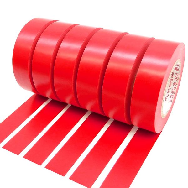 Maveek PVC Electrical Insulation Tape - 20m x 19mm (6 Pack Red)