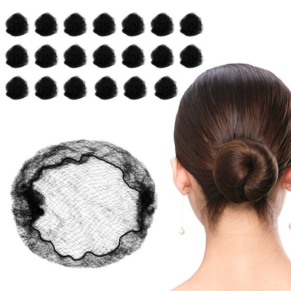 Pack of 20 Black Hair Nets for Women, Invisible Hair Net Elastic Edge Mesh, Reusable Hair Net, Nylon Hair Nets for Hair Bun Making, Ballet Dancer, Chef, Nurse