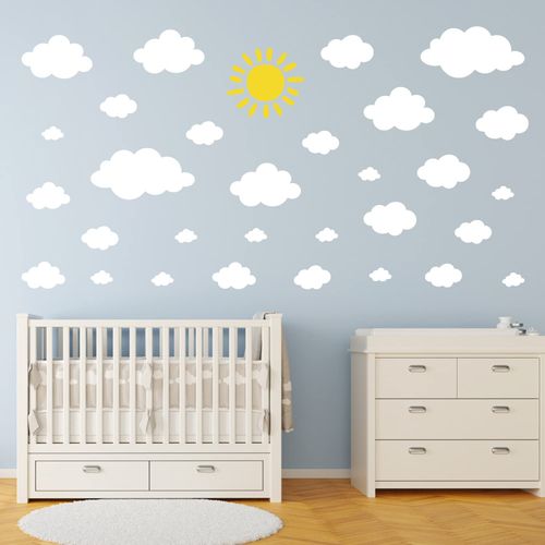 DECOWALL DS-8054 White Cloud Wall Sticker Decor Kindergarten Nursery Kids Room DIY Wall Decal Sticker Wall Art Stickers Boys Girls Teens Kids Bathroom Decor Vinyl Bedroom Teens Kids