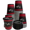12oz Design Coffee Cups and Black Flat Lids Hot Cold Drinks Disposable 400pcs