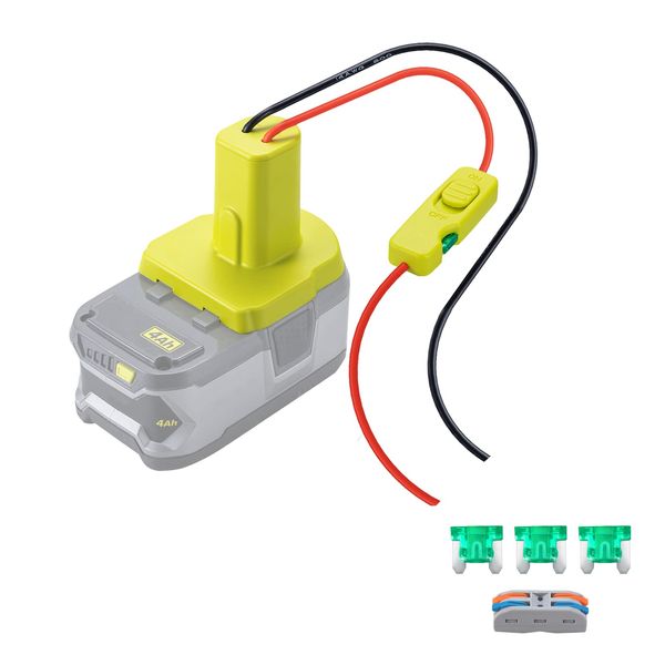 Upgraded 18V Battery Adapter for Ryobi 18V One+ Battery Adapter All-in-one Design of The Fuse and Switch Power Tool Battery Converter Kit 14 Gauge with Fuses & Wire Terminals