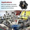 sourcing map 4pcs Star Knobs M8 Female Thread 32mm Head Plastic Through Hole Brass Screw-in Clamping Handles Threaded Hand Knobs, Black