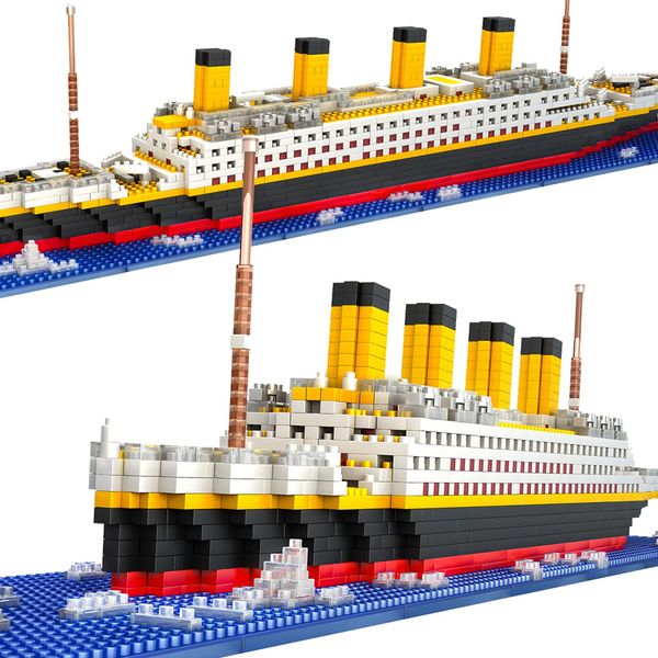 HYG Toys Titanic Micro Mini Building Blocks Set, 1860Pcs Ship Model Building Bricks, 3D Puzzle Sets DIY Educational Toys Gift for Adults and Kids