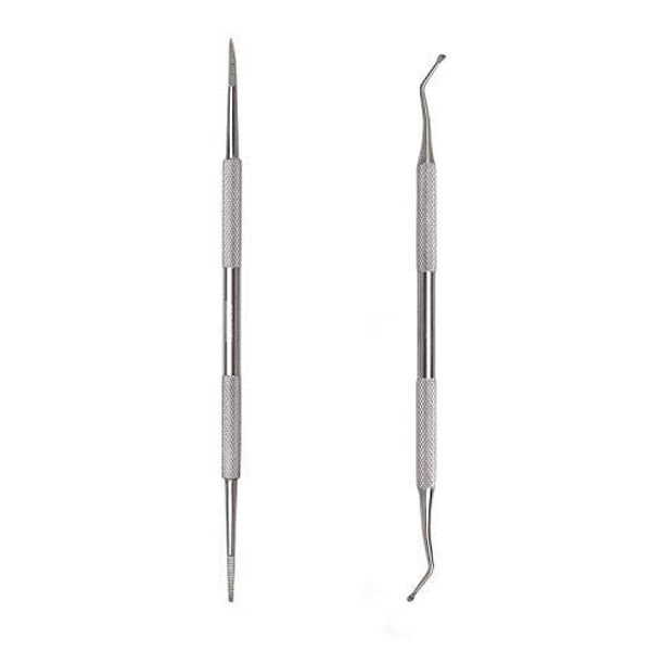 Kingsie 2-piece set: nail dirt remover, nail lifter, nail file and probe, stainless steel, for ingrown nails