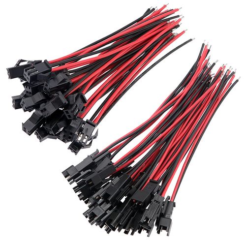 YIXISI 25 Pairs JST SM 2-Pin 2.54mm Pitch Plug Male and Female Connector Adapter with 100mm Electrical Cable Wire for LED Light