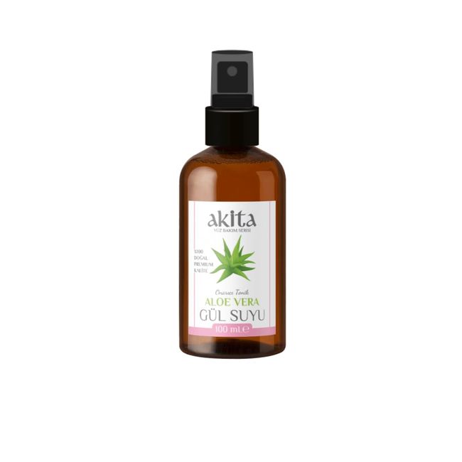 Akita% 100 Doğal Aloe Vera Gül Suyu Cam Şişe 100mL