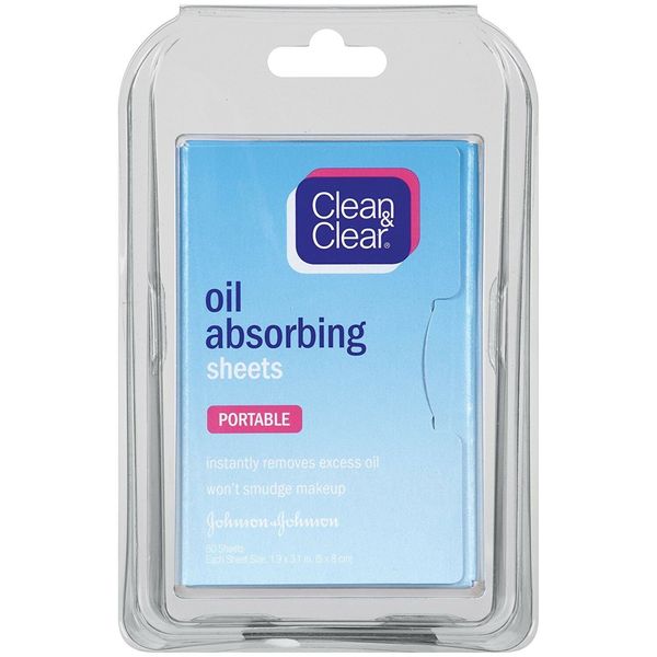 Clean & Clear Oil Absorbing Sheets Instantly Removes Excess Oil Portable 50 ct