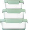 Locknlock NestnLock Stackable Food Storage Containers 3pc set - 500ml / 920ml / 1.6L, Sage Green