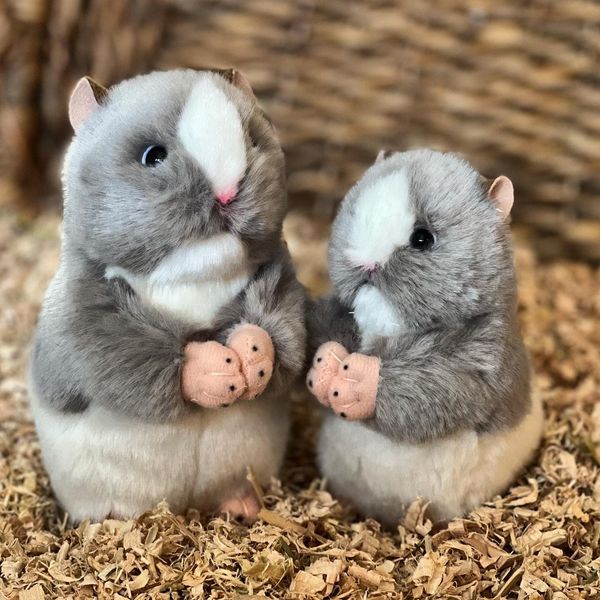 Auswella Plush Grey and White 5" and 6" Hamsters