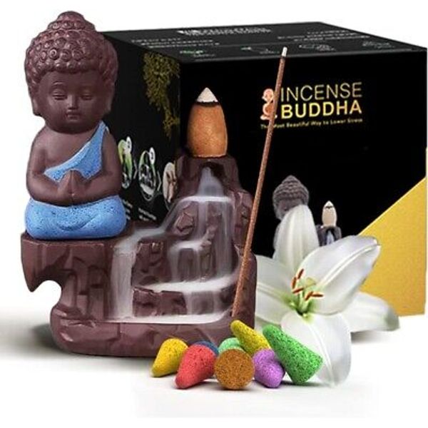 Inscents Buddha – Ceramic Incense Holder – Backflow Design With 10 Incense Cones