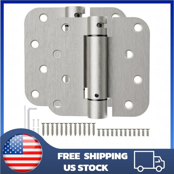 Self Closing Door Hinges, Spring Loaded Hinges 4 Inch, Brushed Nickel, 2 Pack