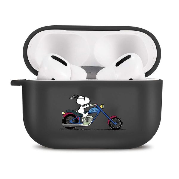 Airpods Pro Case, Snoopy Airpots Pro Cover, Cute Character Storage Case, TPU Material, Includes Carabiner, Lightweight, Scratch-Resistant, Lost Prevention, Shockproof, Wireless Charging Compatible