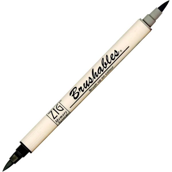 Kuretake ZIG Memory System Dual Brush Tip Marker, Brushables, No.10, Pure Black (MS-7700-010)
