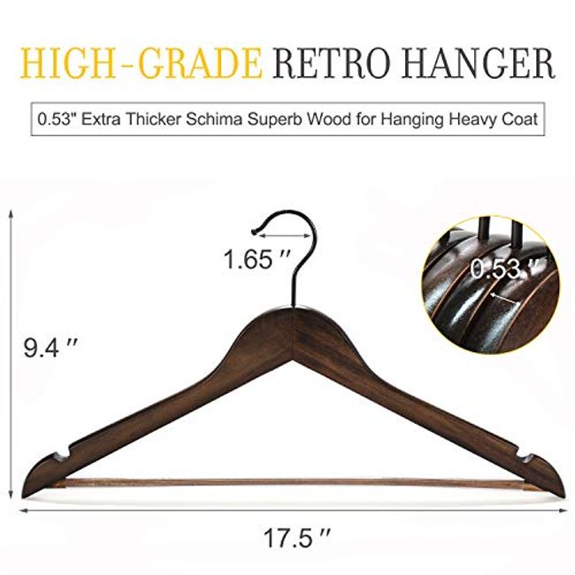 Thicker Non-Slip Rubber Pants Bar Heavy Duty Wood Coat Hangers in