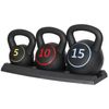 Pro 3-Piece Kettlebell Set Fitness Strength Training Exercise With Base Rack 