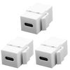 3pcs USB C Jack Inserts Adapter, Female to Female Interface Coupler Socket Adapter USB C Insert Port for Outlet Panel Wall Plate (White)