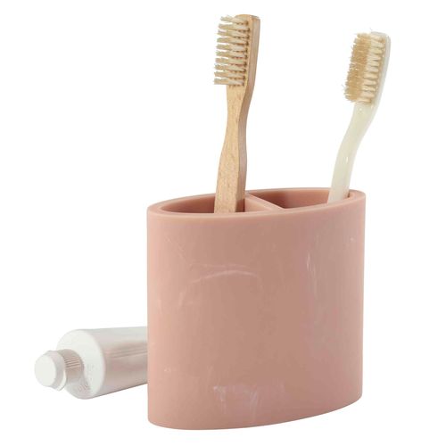 Nicole Miller - Toothbrush Holder, Resin Countertop Accessories, Dorm Room Essentials (Kendall Collection, Clay)