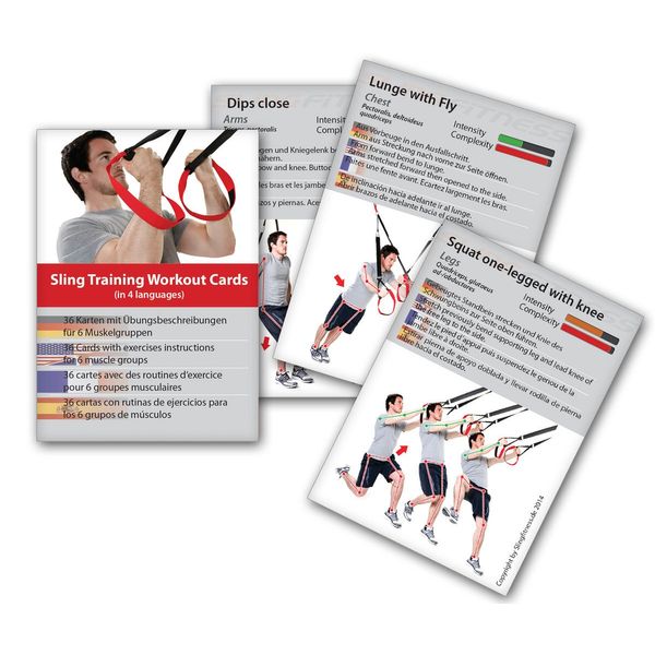 Sling Trainer Trainingskarten 54 Übungen, Premium Sling Training Kartenspiel, Suspension Trainer Übungen Trainingsplan Workout Fitness-Karten