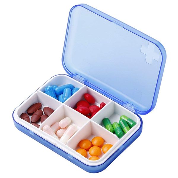 FUKUSHOP Pill Case, Medicine Case, Medicine Case, Supplement Case, Pill Case, Portable, Travel, Preventing Forget Drinks, Thin, Airtight, Moisture Resistant, Medicine Storage, Pill Box, Small Items, Ring, Necklace, String, Screws, Storage Case (6 Compartm