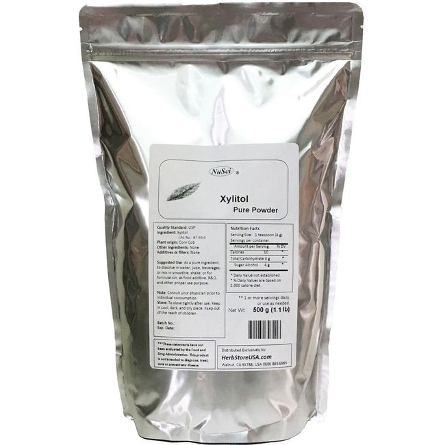 NuSci Xylitol Pure powder 500g (1.1lb) glucose tooth health