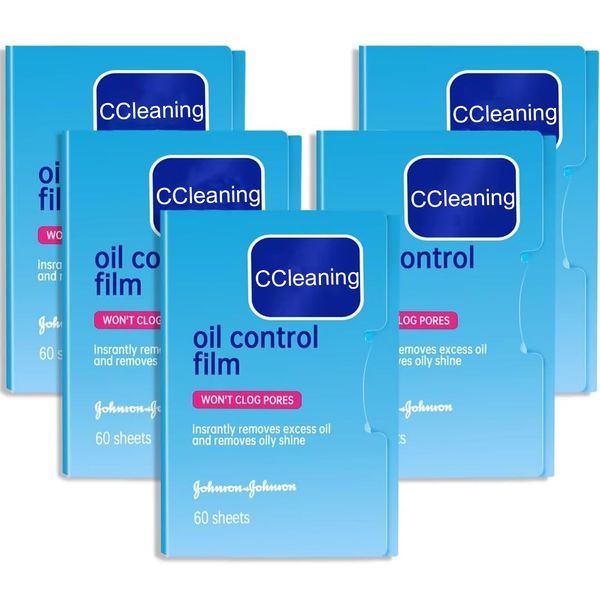 Oil Control Film Replacment for Clean & Clear Oil-Absorbing Sheets,5pack(total 300sheets) Oil Blotting Sheets for Face,Makeup Friendly High-performance Handy Face Blotting Paper for Oily Skin