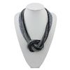 Bocar Seed Beads Multilayer Chunky Bib Statement Knot Necklace (NK-10316-grey+black)