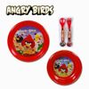 Children's Angry Birds 4 PC Dining Set - Plate, Bowl, Flatware Set Spoon & Fork