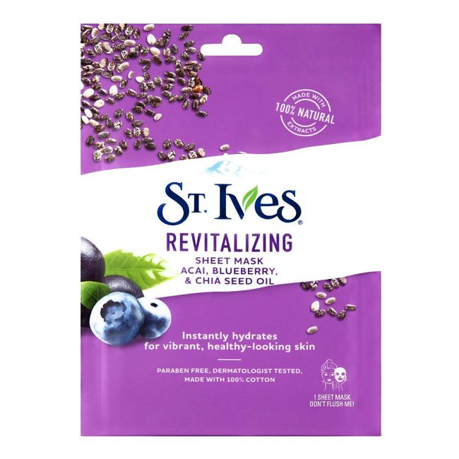 St. Ives Revital Acai Skin Care Sheet Mask, Count of 6