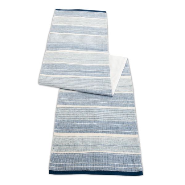 Striped Rectangular Table Runner - 72" - Blue and White
