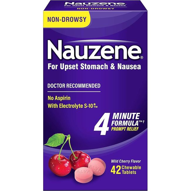 Nauzene Nausea Relief Chewable Tablets Wild Cherry Flavor, 42 Ct