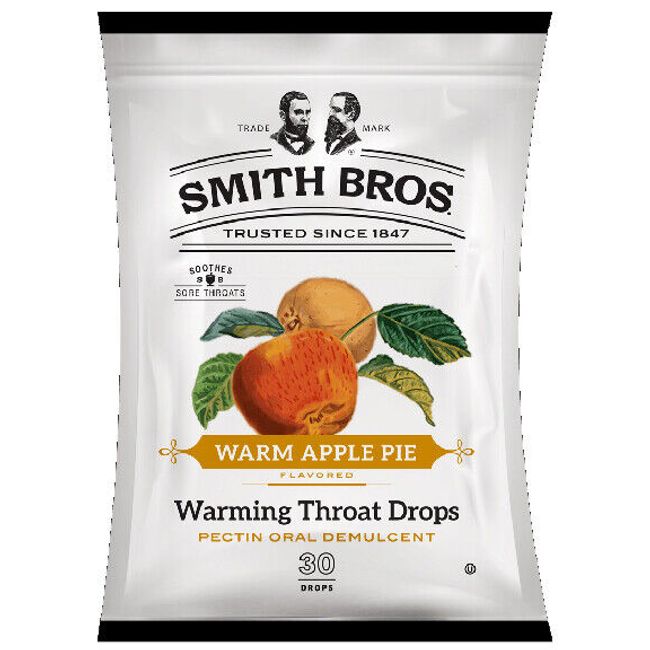 Smith Brothers Warm Apple Pie Throat Drops, 30 Count Each Bag