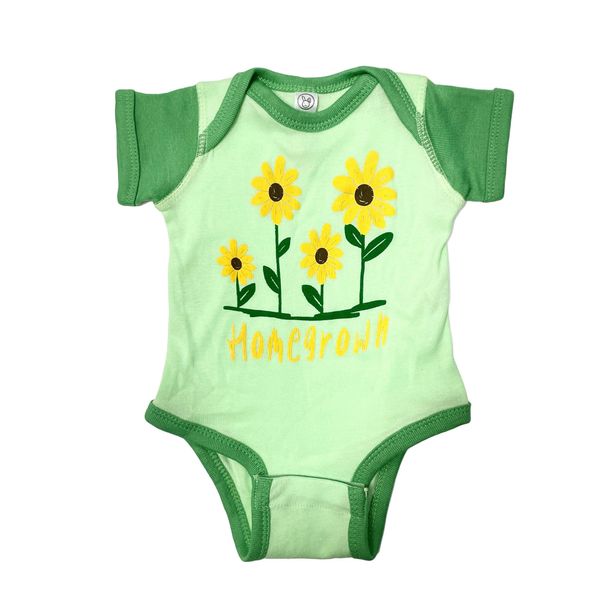 Home Grown Flower Patch (Mint/Grass) / Baby Onesie - 18 Months / Green