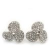 Silver Plated Diamante 'Trinity Circles' Stud Earrings - 1.5cm