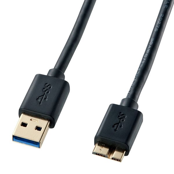 Sanwa Supply KU30-AMC05BK USB 3.0 Micro Cable (A-MicroB) 0.5m Black