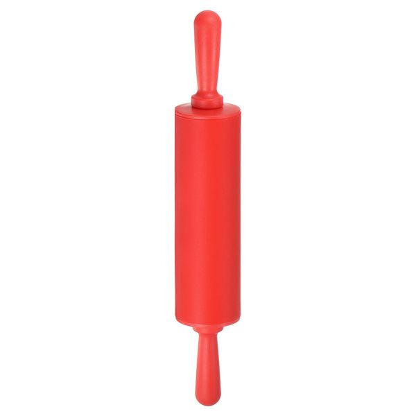 uxcell Silicone Rolling Pin for Baking 30cm Non-Stick Rolling Pin Small Roller Pay Doo Rolling Pin for Dough Pizza Fondant Pastry Kitchen Red