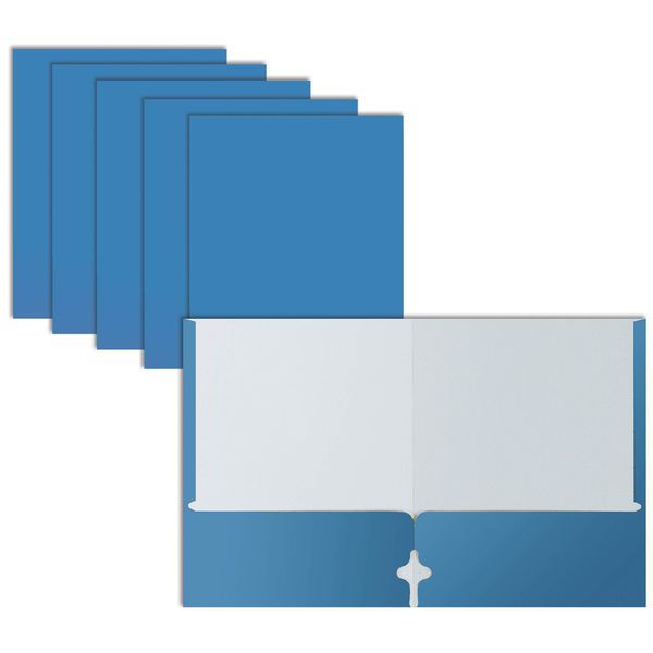 Better Office Products Two Pocket Portfolio Folders, 50-Pack, Light Blue, Letter Size Paper Folders, 50 Pieces, Lt. Blue