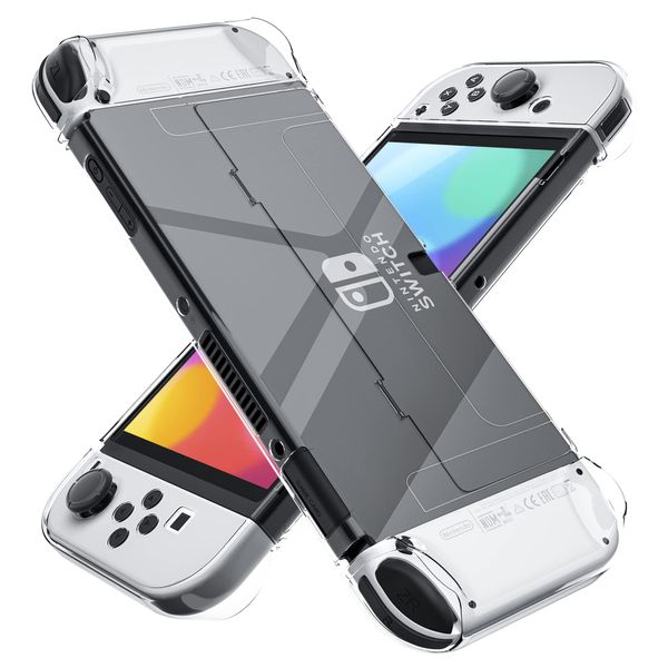 [Improved Version] Dockable Clear Case for Nintendo Switch OLED 2021, FANPL Protective Case Cover for Switch OLED and Joy Con Controller - Strong and Durable, Not Easy to Fall Off