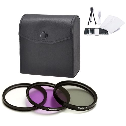 UltraPro 52mm Digital High-Resolution Filter Kit (UV, CPL, FLD) with Deluxe Filter Carry Case for Select Canon Lenses. Bundle Includes: Cleaning Kit, LCD Screen Protector, Mini Tripod
