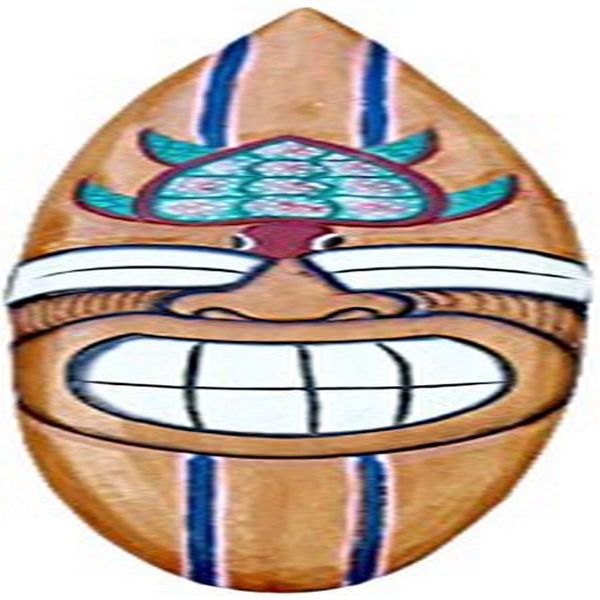 Forever Bamboo Surfboard Tiki Mask Wall Decor Hand-Carved Smiley Turtle 40"