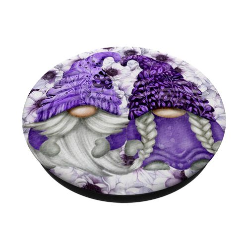 Unique Purple Gnome With Lilac Anemones Floral Aesthetic PopSockets Adhesive PopGrip